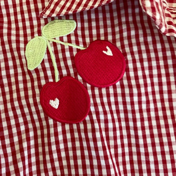 Alison Daley Red Gingham Cherry Blouse Size 8P - Picture 8 of 10